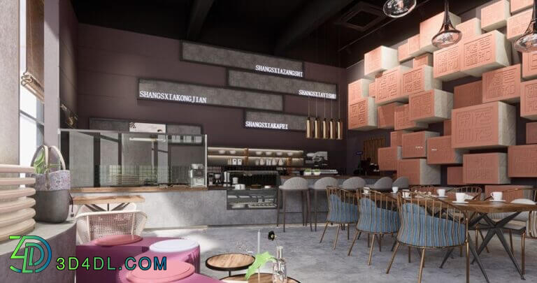 3D Model Interior Coffee 37 Scenes File 3dsmax By Nguyen Quoc Thai