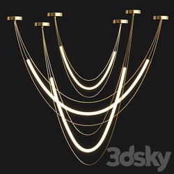 Geometric LED Line Chandelier 2 Pendant light 3D Models 