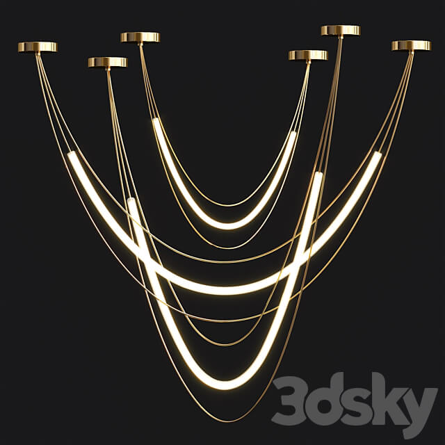 Geometric LED Line Chandelier 2 Pendant light 3D Models