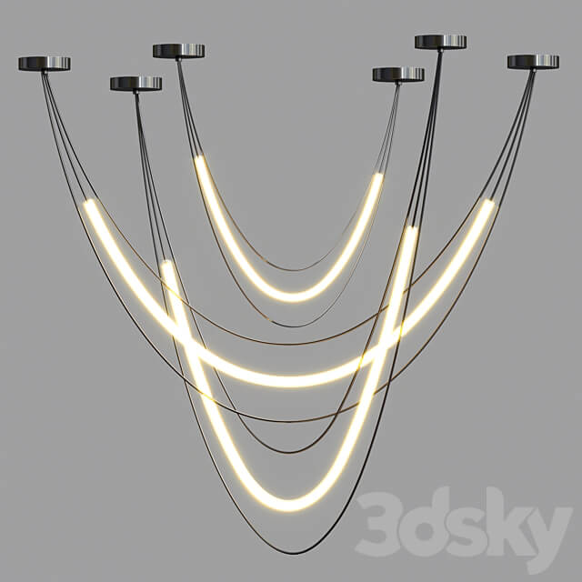 Geometric LED Line Chandelier 2 Pendant light 3D Models