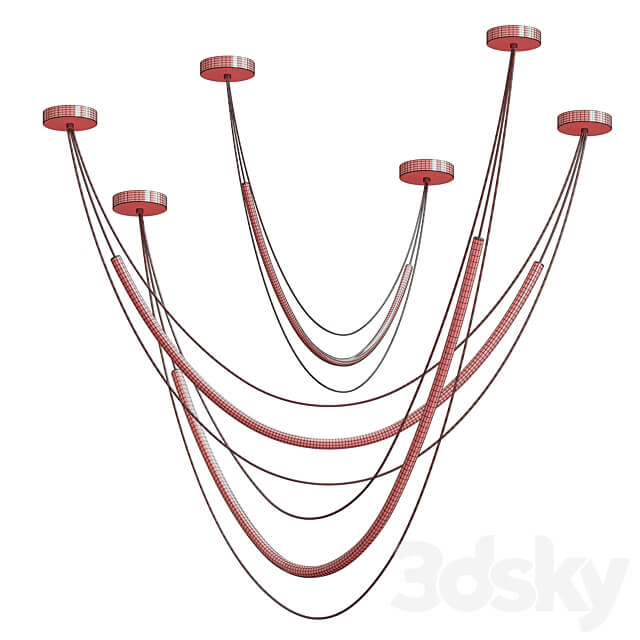 Geometric LED Line Chandelier 2 Pendant light 3D Models