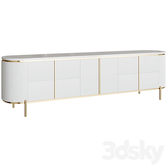 TV bench Modern Oval Sideboard Chest of drawer 3D Models