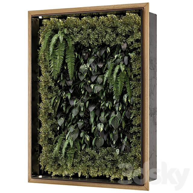 Indoor Wall Vertical Garden in Wooden Base Set 523 Fitowall 3D Models