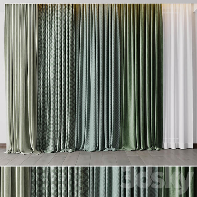 hadi curtain 57 collection green curtains 3D Models