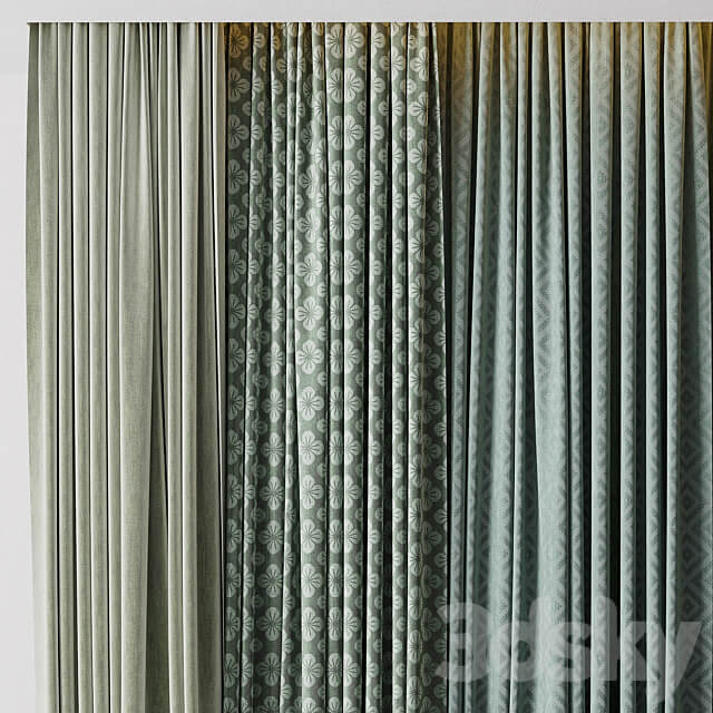 hadi curtain 57 collection green curtains 3D Models