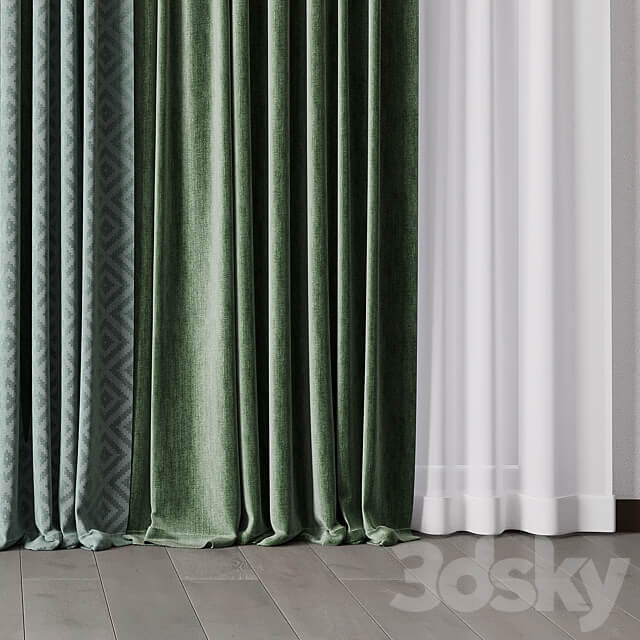 hadi curtain 57 collection green curtains 3D Models