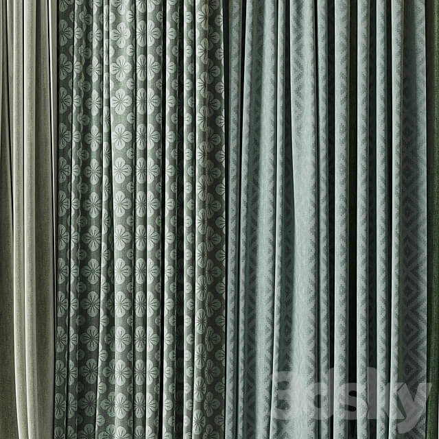 hadi curtain 57 collection green curtains 3D Models
