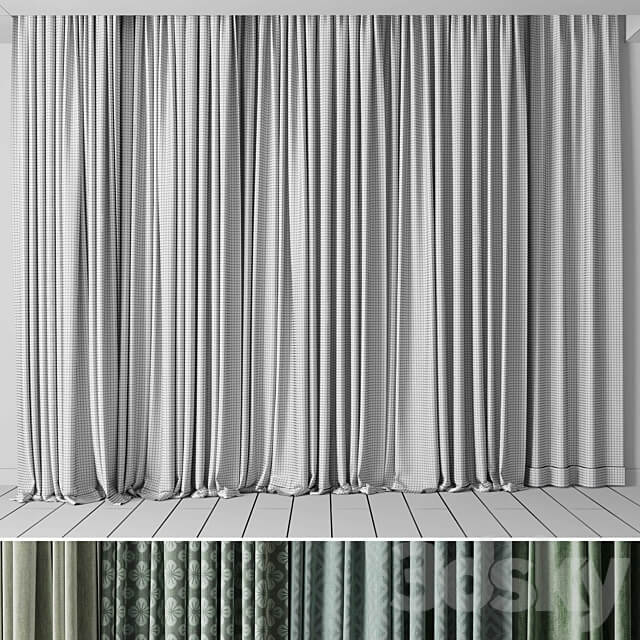 hadi curtain 57 collection green curtains 3D Models