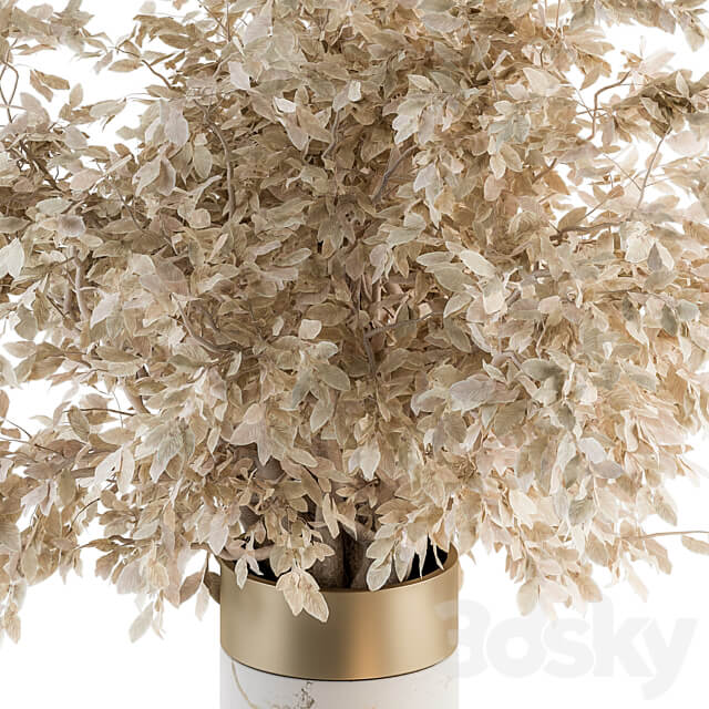 white and Gold Decorative Set with Dried plant Set 106 3D Models