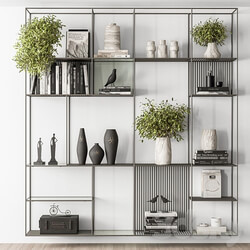 Metal Shelves Decorative with plant Rack Set 10 3D Models 