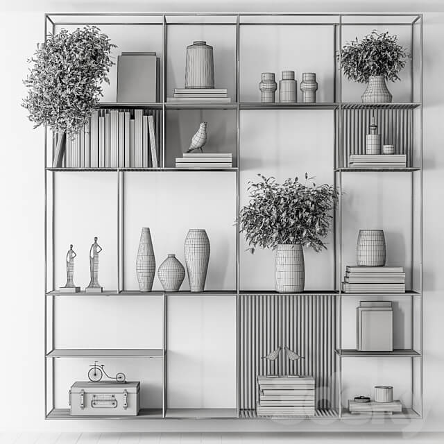 Metal Shelves Decorative with plant Rack Set 10 3D Models