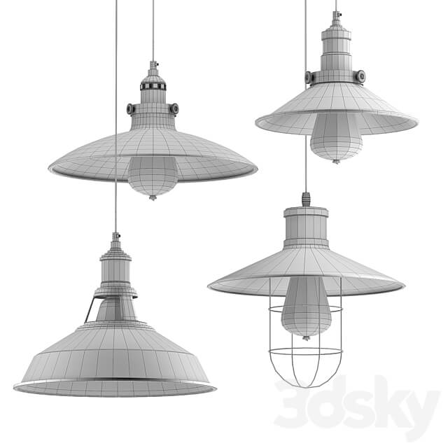 Industrial lamp set 3 Pendant light 3D Models