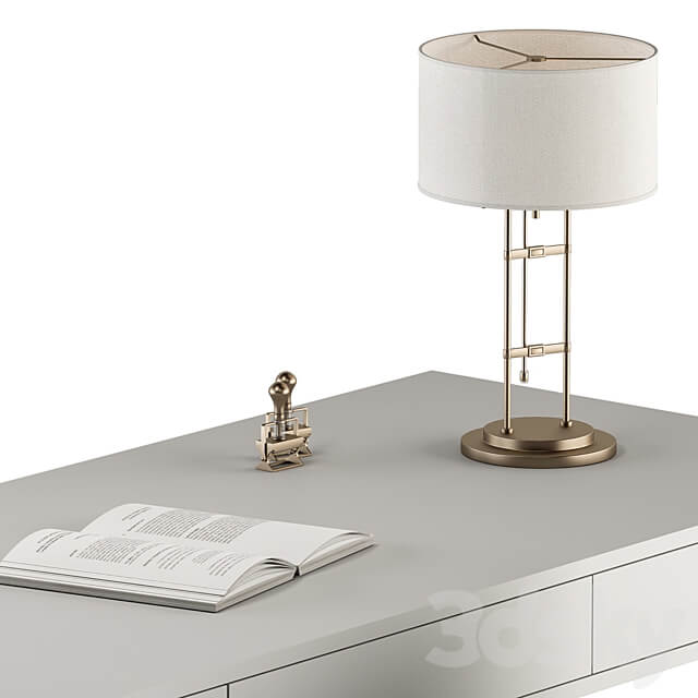 Home Office white and Gold Table Office Furniture 282 3D Models