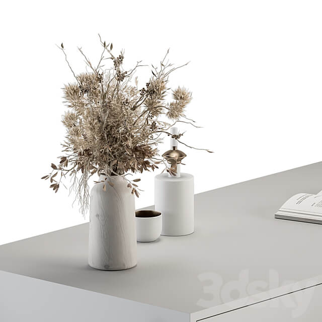 Home Office white and Gold Table Office Furniture 282 3D Models