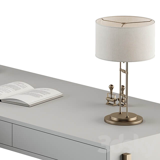Home Office white and Gold Table Office Furniture 282 3D Models
