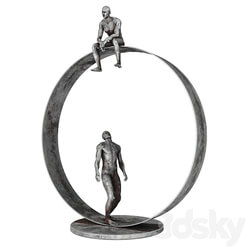 Decorative Sculpture With 4 PBR Metal Materials 3D Models 