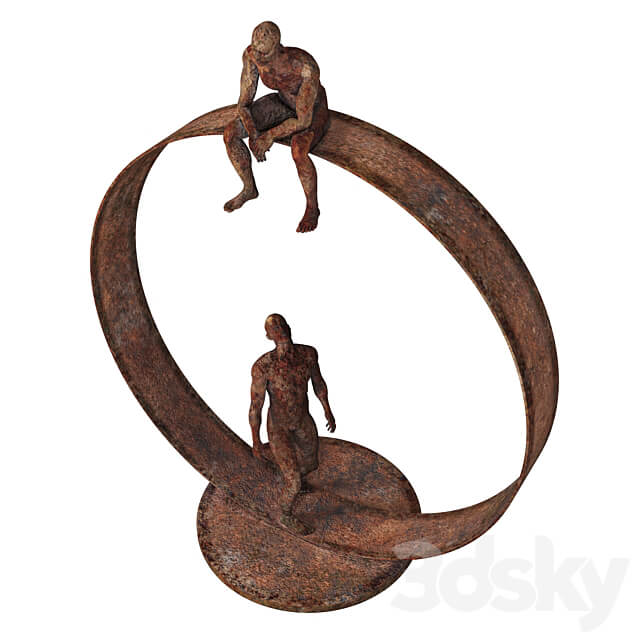 Decorative Sculpture With 4 PBR Metal Materials 3D Models