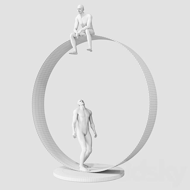 Decorative Sculpture With 4 PBR Metal Materials 3D Models