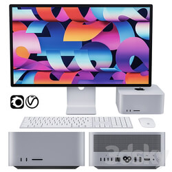 Apple Mac Studio with Studio Display PC other electronics 3D Models 