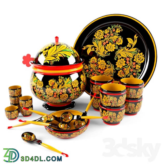 Khokhloma. Cookware set.