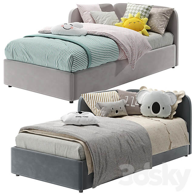 Corner Bed With Side Back 3D Models