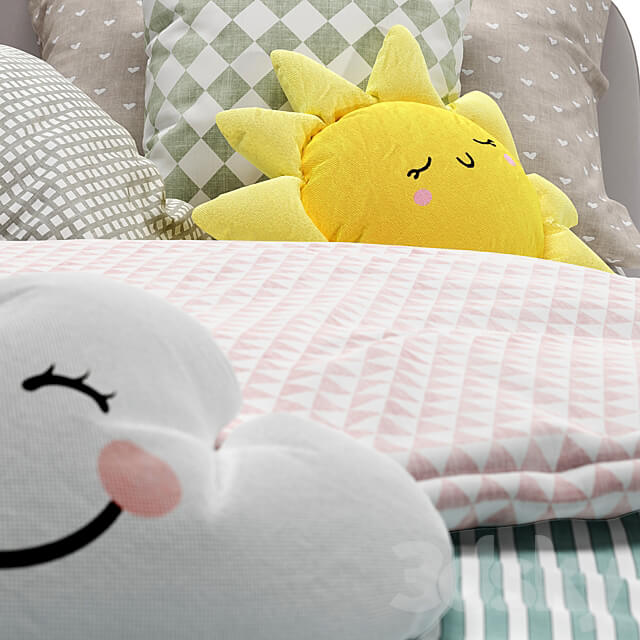 Corner Bed With Side Back 3D Models