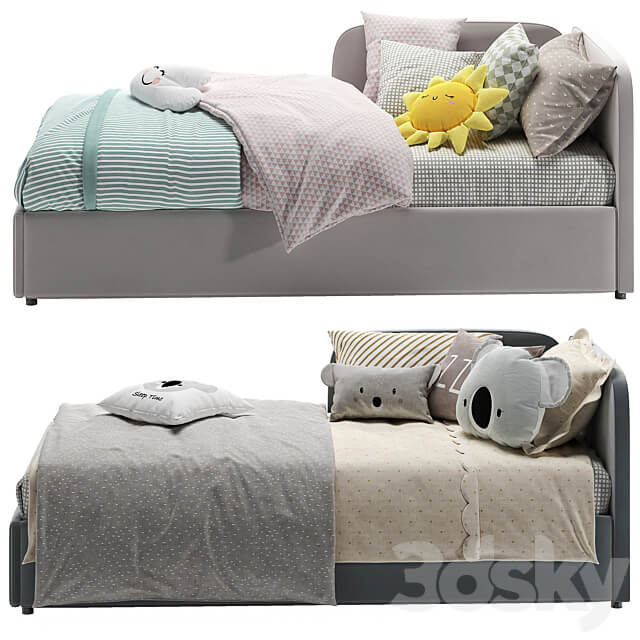 Corner Bed With Side Back 3D Models