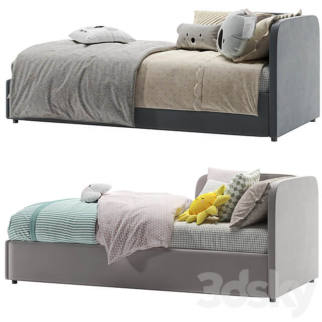 Corner Bed With Side Back 3D Models