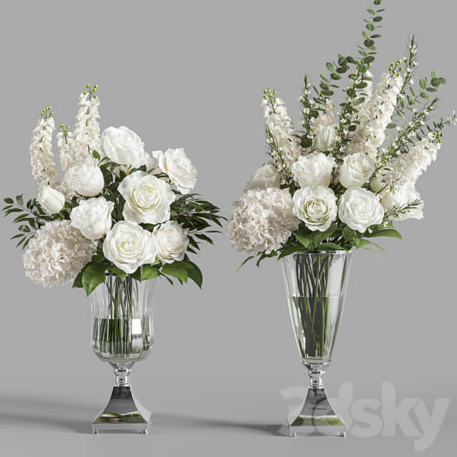 Flower Set 023 White bouquet 3D Models