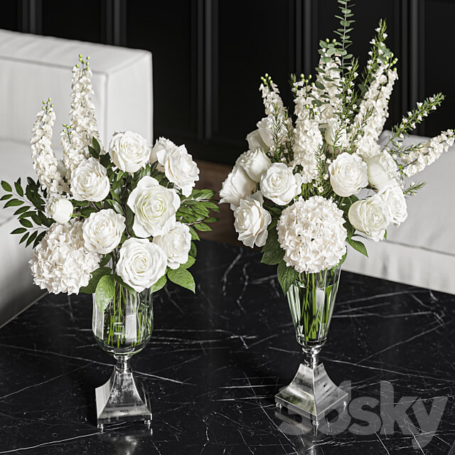 Flower Set 023 White bouquet 3D Models