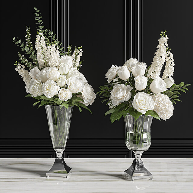 Flower Set 023 White bouquet 3D Models