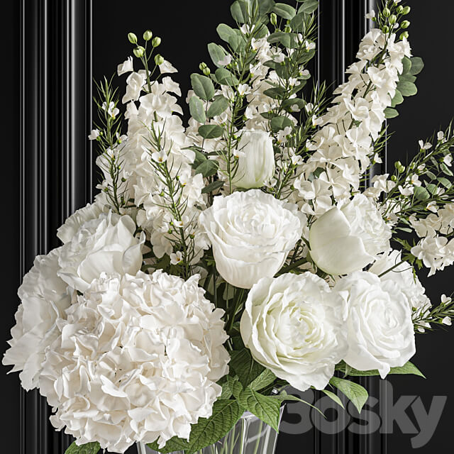 Flower Set 023 White bouquet 3D Models