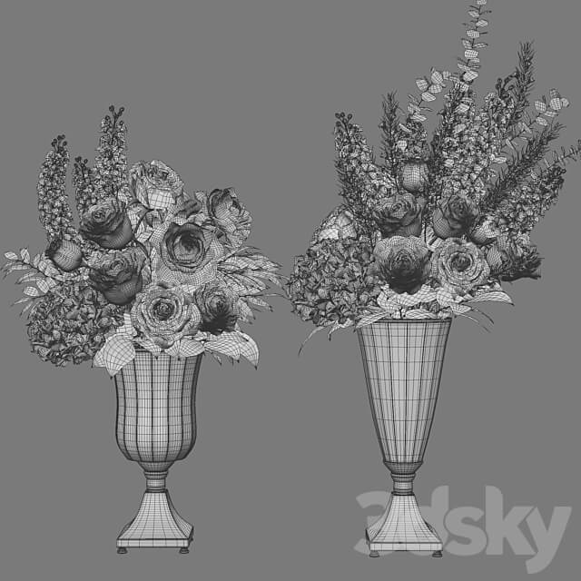 Flower Set 023 White bouquet 3D Models