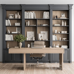 Classic Boss Desk and Library Set Office Furniture 283 3D Models 