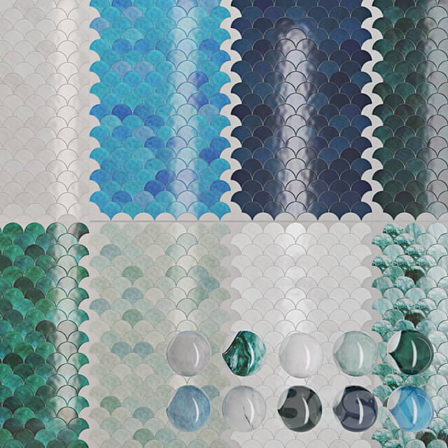 Pentaceramica fish scale tiles 3D Models