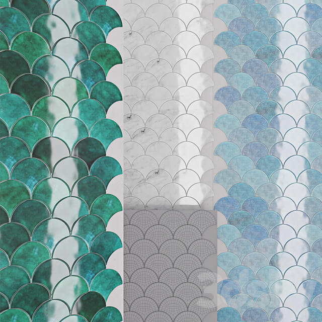Pentaceramica fish scale tiles 3D Models