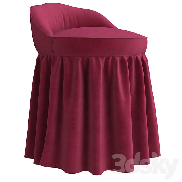 Monogrammed Slipcovered Swivel Stool Ballard Designs 3D Models