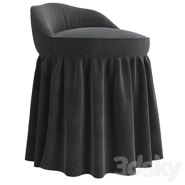 Monogrammed Slipcovered Swivel Stool Ballard Designs 3D Models