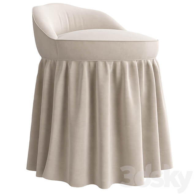 Monogrammed Slipcovered Swivel Stool Ballard Designs 3D Models