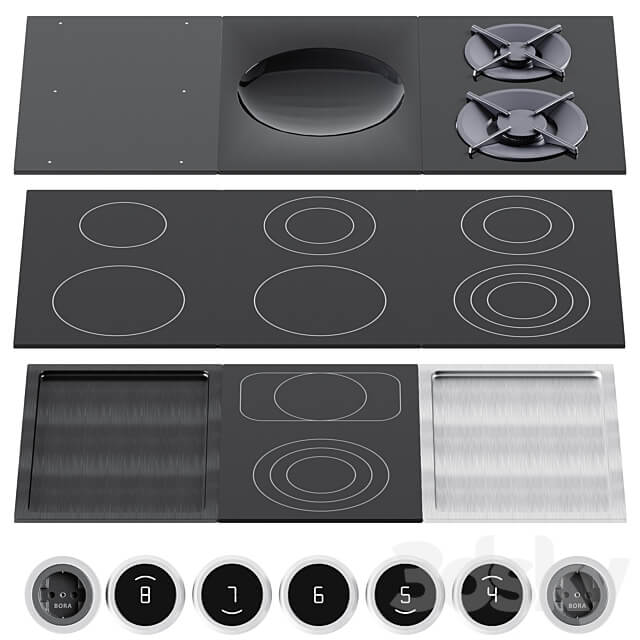 Bora Proffesional Kitchen Appliances 3.0 Cooker set 3D Models