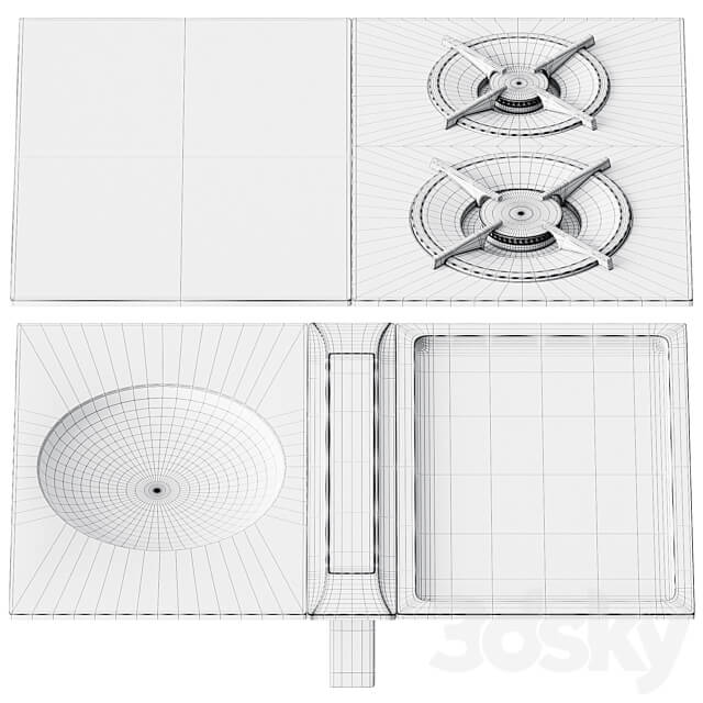 Bora Proffesional Kitchen Appliances 3.0 Cooker set 3D Models