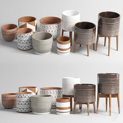 collection of earthenware and patterned concrete vases 3D Models 