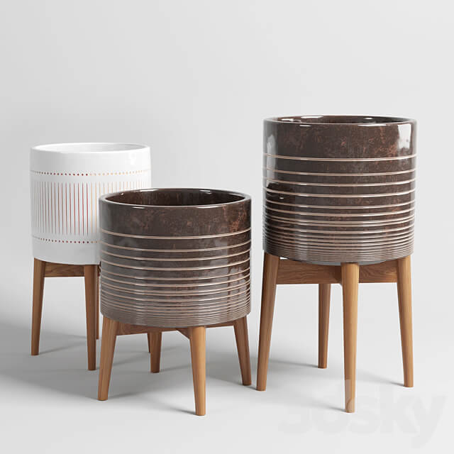 collection of earthenware and patterned concrete vases 3D Models