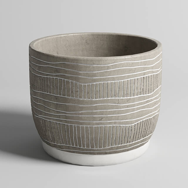 collection of earthenware and patterned concrete vases 3D Models