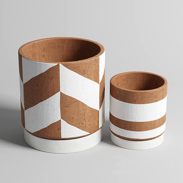 collection of earthenware and patterned concrete vases 3D Models