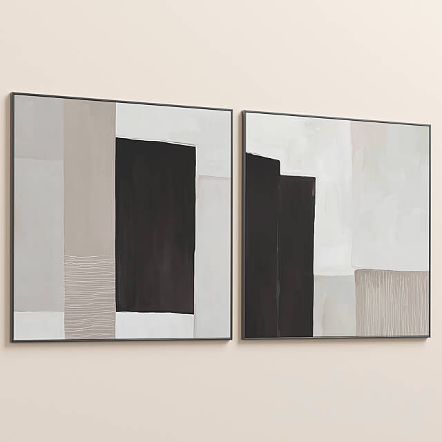 Large Abstract Neutral Wall Art C 440 3D Models