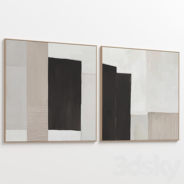 Large Abstract Neutral Wall Art C 440 3D Models
