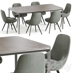 Soviet Dining Set 1 Table Chair 3D Models 