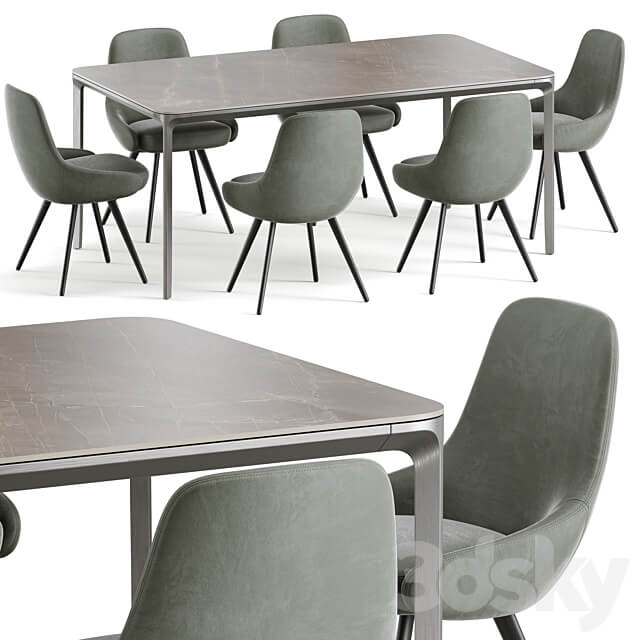 Soviet Dining Set 1 Table Chair 3D Models