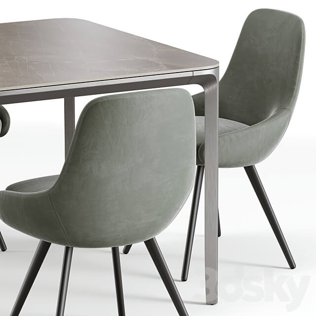 Soviet Dining Set 1 Table Chair 3D Models